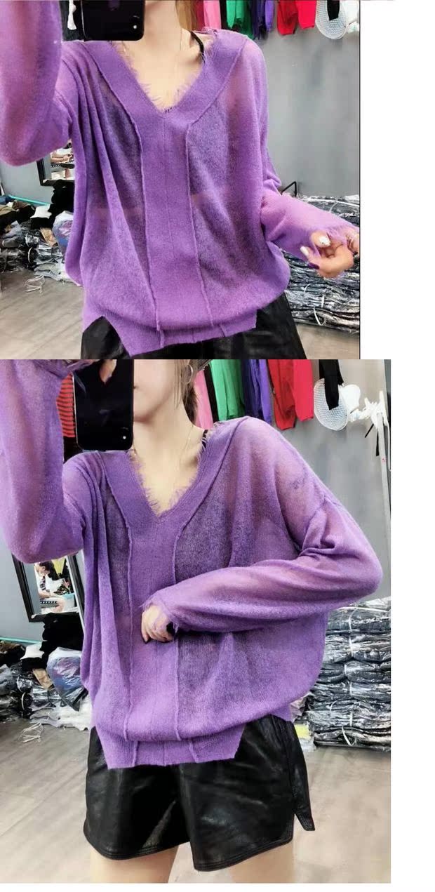 Áo dài châu Âu 2018 đầu thu mới Hàng hóa châu Âu thời trang nữ cổ chữ V kéo cổ mỏng, áo len dệt kim dài tay mỏng áo kiểu nữ hàn quốc cao cấp
