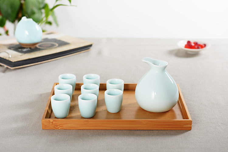 Bình hông sáng tạo bình gốm cổ xưa ly rượu vang trắng rượu sake rượu mạnh thủy tinh rượu vang vàng porcelain sứ xanh hầm rượu nhỏ ly rượu vang cao cấp
