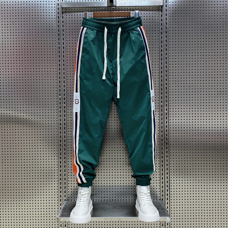Men's Casual Pants Summer Thin Quick-Dry Patchwork Sports Pants Youth Trendy Brand Jogger Loose Nine-Point Harem Pants