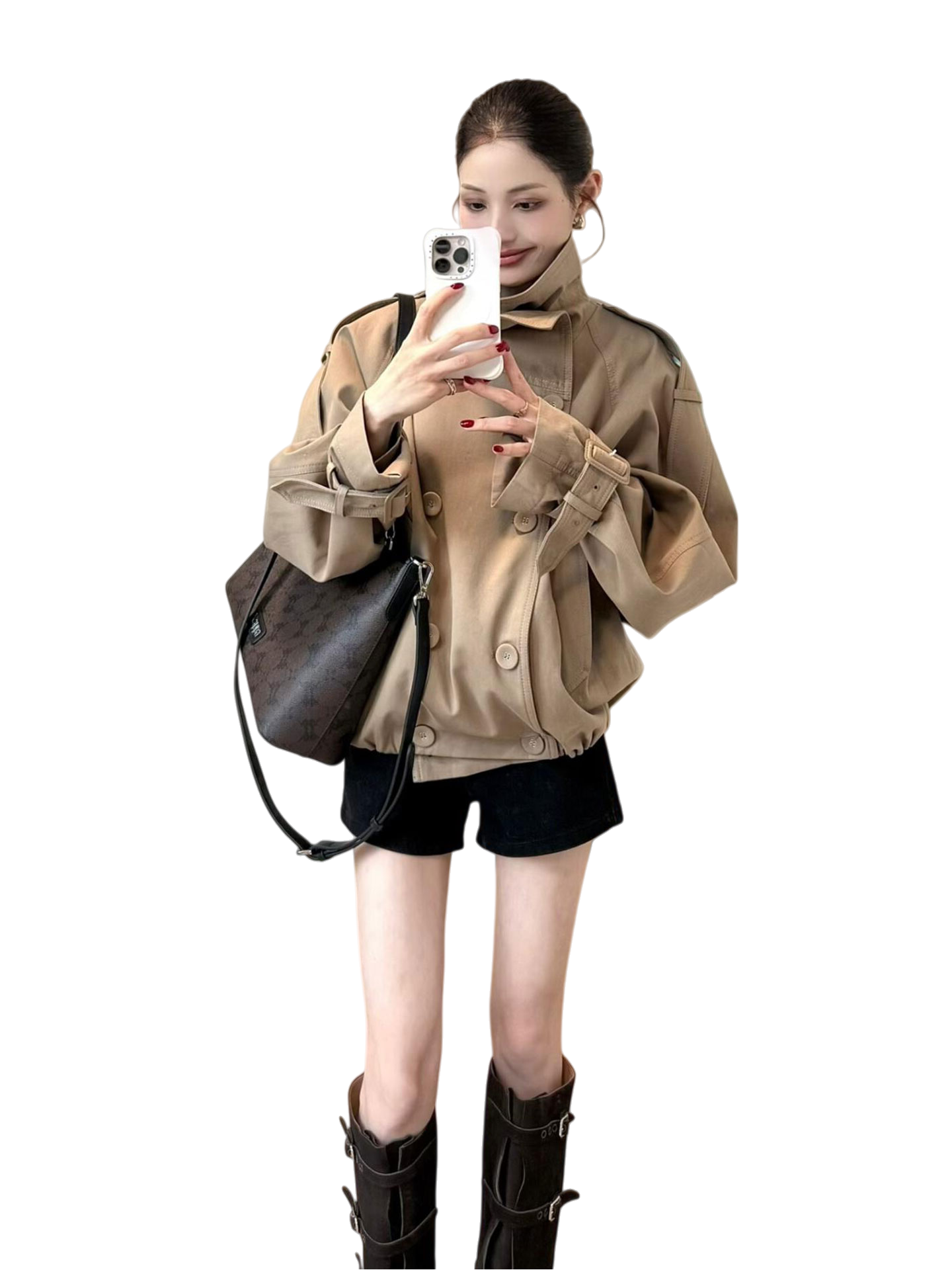 Хаки осеннее trench coat, куртка для отдыха, французский стиль, британский стиль