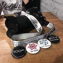 SLR camera strap digital camera micro single camera shoulder strap custom yellow letter offwhite camera strap