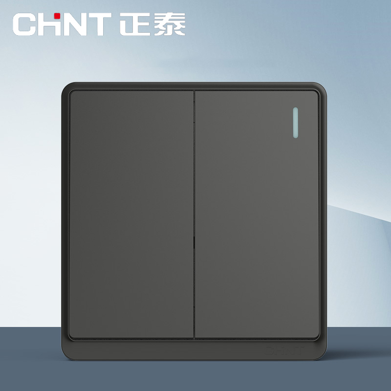 Zhengtai 86 Type Switch Panel Dark Grey Ii Open Single Control Two Bits Single Union Wall Switch With Fluorescent Concealed Socket