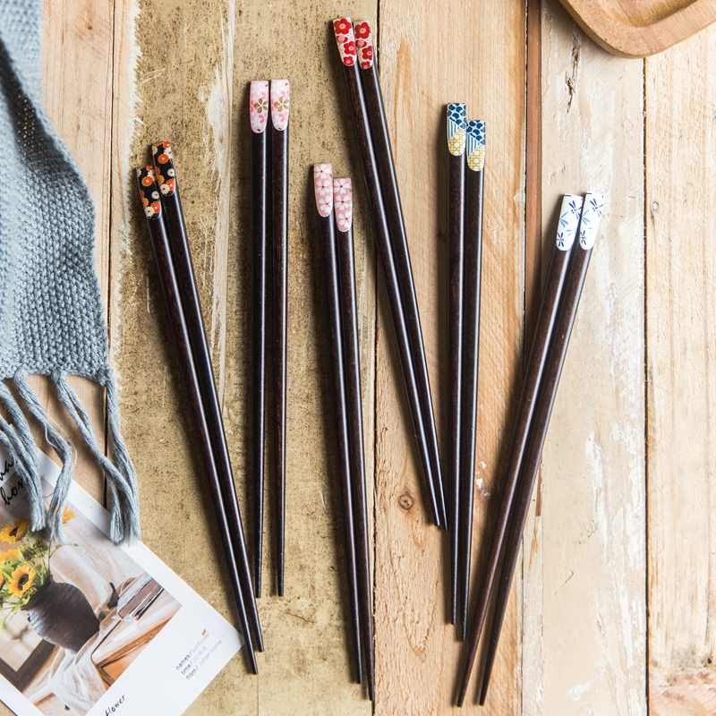 Log Sushi Chopsticks Custard Japan Style Home Ins Creative Individuality One Chopsticks 1 Double Single Loaded Solid Wood Chopsticks