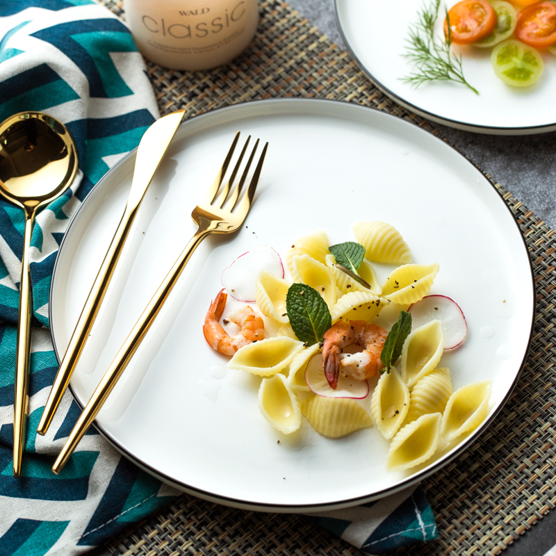 Creative Western food plate home European ceramic ins wind shake net red tableware Italian noodles Nordic dinner plate steak dish