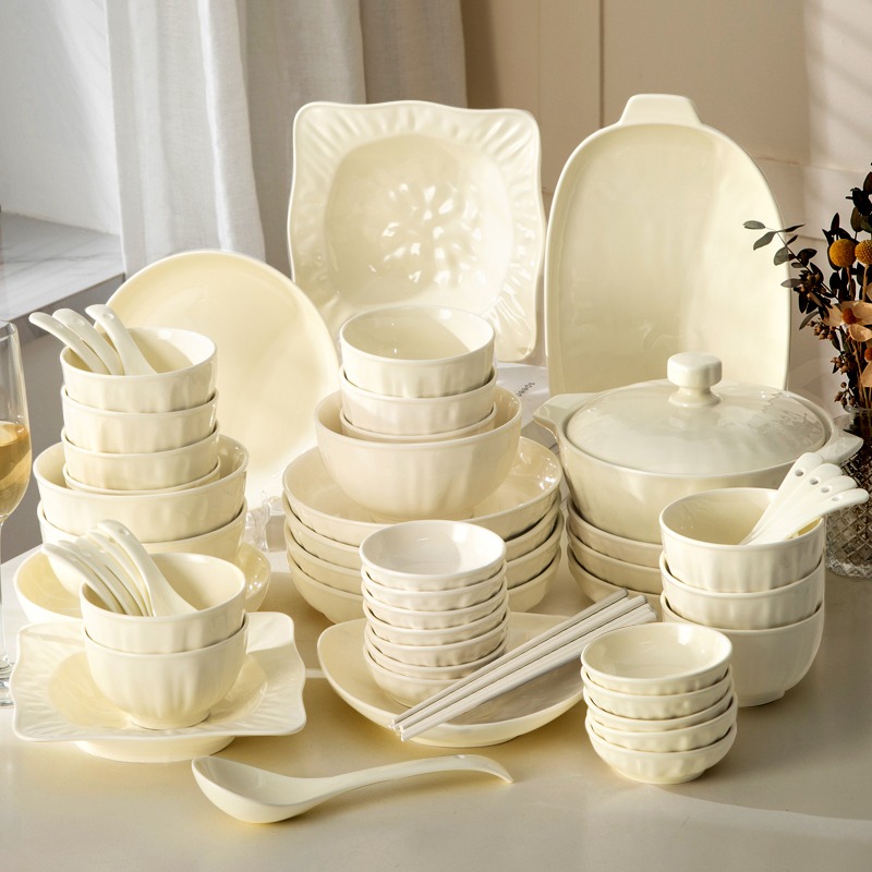 Bowl and Plate Set for Home Use 2026 New Cream-Style Underglaze Color Housewarming Tableware Wedding Gift Bowl Butterfly Bowl Chopsticks Set Bowl and Plate Set for Home Use 2026 New Cream-Style Underglaze Color Housewarming Tableware Wedding Gift Bowl Butterfly Bowl Chopsticks Set