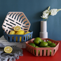 Nordic Style Plastic Hollowed-out Water Fruit Basket Drain Basket Kitchen Wash Vegetable Basin Wash Vegetable Basket Household Water Fruit Basket Drip Basket