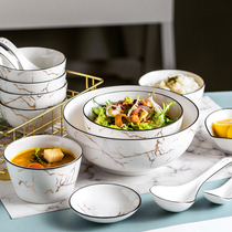 Bowl Single Creative Personality Home Ceramic Cutlery Nordic Ins Wind Salad Small Bowl Big Soup Noodle Bowl Rice Bowl Rice Bowl