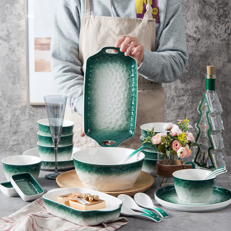 Glazed colour cutlery set of cutlery sets bowls trays Home Ideas 2 One 6 people Eat Nordic Style Day Style Delicate Bowl plate Composition