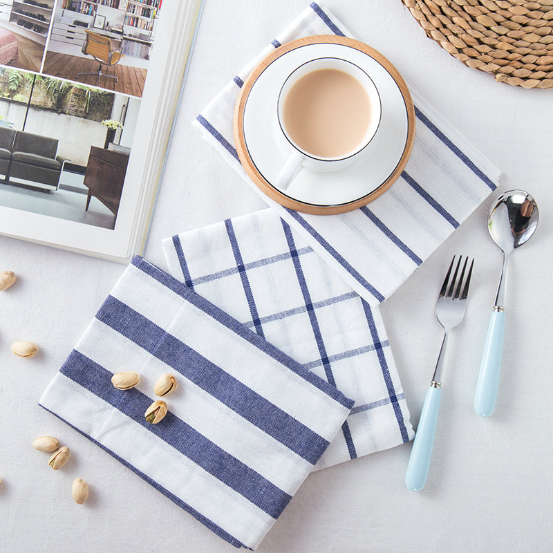 Creative Zakk napkin placemat napkin Blue striped plaid tea towel cover towel Food shooting background cloth props