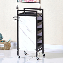 Hairdressing cart Beauty tool cart Hand pull storage shelf Baking oil hair coloring perm gallery bar car Retro car European style