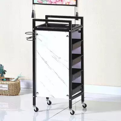 Hairdressing cart Beauty tool cart Hand pull storage shelf Baking oil Hair coloring perm gallery bar car Retro car European style