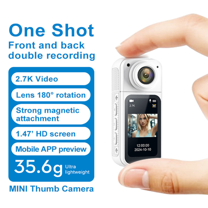 Aojisen Thumb Camera Mini Pet Photography Portable Cycling Magnetic Mount Hiking Recorder Ultra-High Definition Long Battery Life
