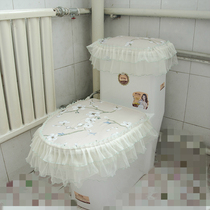 European-style lace toilet pad three-piece household toilet cover toilet cover Zipper fabric toilet seat cover