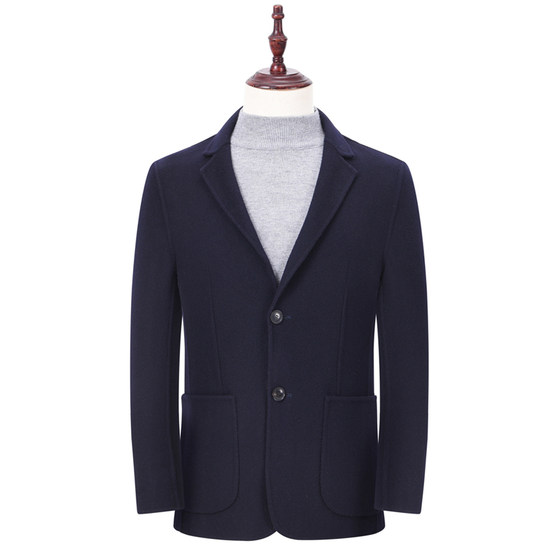 81551450 Spring and Autumn double-sided nylon wool suit casual men's jacket navy blue spring new outer wear