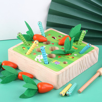 Children Montessori Montes early playing teaching aids enlightenment puzzle new pint of turnip catch and catch of worms
