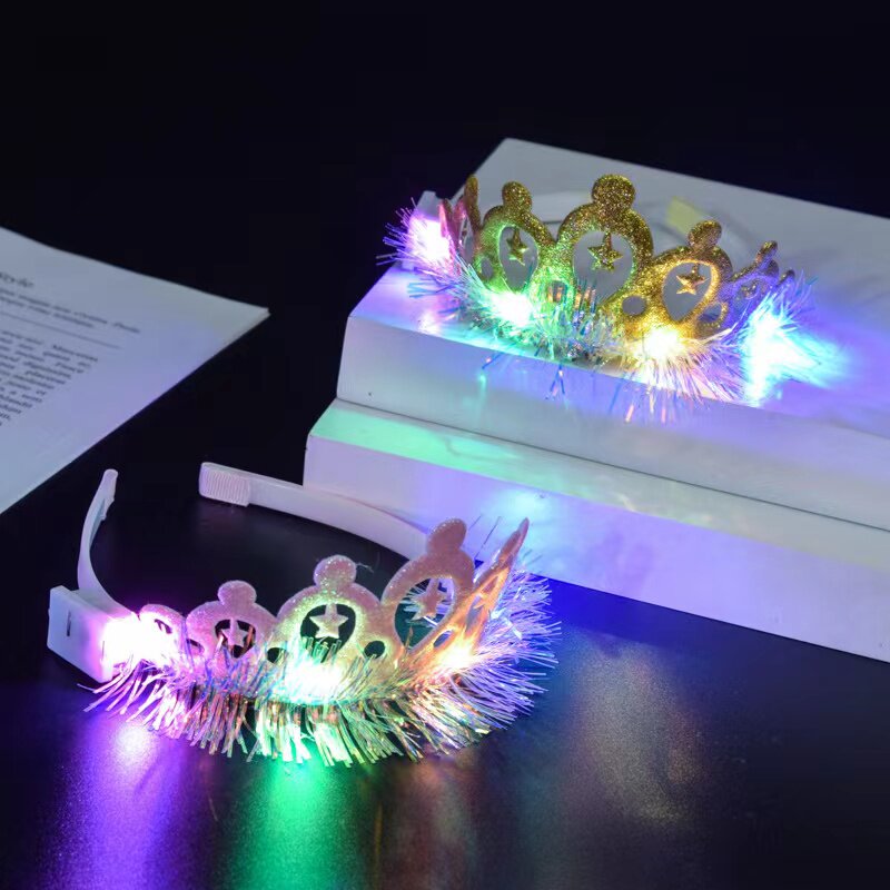 地摊货源发光头箍金丝闪光公主皇冠滑带齿儿童卡子发箍头饰品详情4