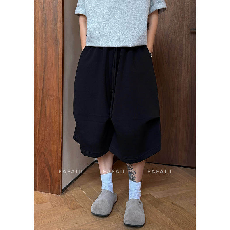 Fafaiii Two-Tone Curved Origami Three-Dimensional Drape Drawstring High-Waisted Slimming Loose Casual Versatile Cropped Pants