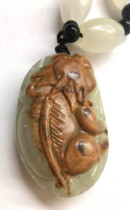 River Mo Jade Pretty Pi with River Mo Jade Chain 3 1*5cm single-sided carving