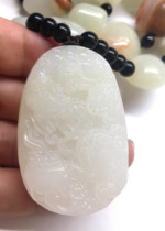hemo jade yu mineral raw materials brave pendant with hemo jade yu seed material chain single carved 3 4*51cm