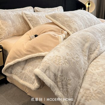 Light luxury and high-end autumn and winter milk velvet four-piece set