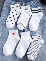 Japanese GP white socks womens short socks light white pure cotton ins tide summer thin cotton mid-tube socks