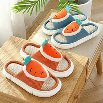 Japanese GP linen slippers female household cartoon cute indoor thick-bottomed home cotton linen tow male summer