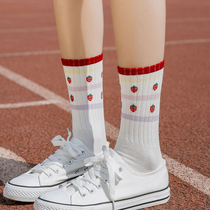 Japanese GP socks womens mid-tube socks college style cute love socks pure cotton spring and summer stockings ins tide socks