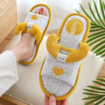 Japanese GP linen slippers female indoor soft bottom non-slip cute home couple cotton and linen slippers male summer