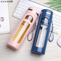 Japanese GP double-layer insulated glass non-hot hand portable male anti-fall anti-hot female teacup with filter cup