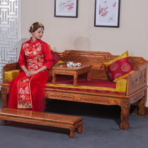 Home Bed Solid Wood Chinese Style New Chinese Sofa Composition Living Room Brief Modern Antique Small Family Style Meditation Bed