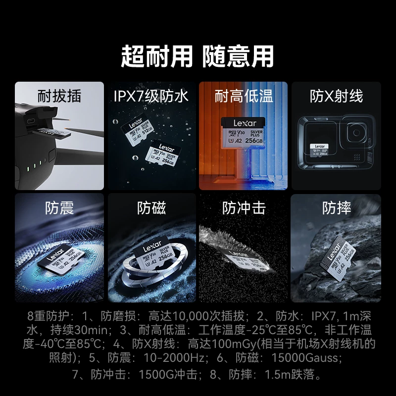 Дрон Lexar 256G, карта памяти DJI TF, карта памяти Action5Pro, карта памяти Pocket3, карта памяти