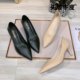 Apricot nude cowhide ເກີບສົ້ນສູງຜູ້ຍິງ stiletto professional soft leather breathable versatile pointed toe formal work shoes single shoes