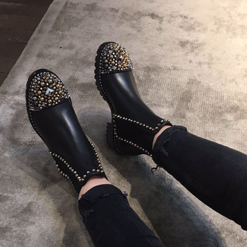 European and American wind is cool in the feet ~ riveting women's shoes thick sole