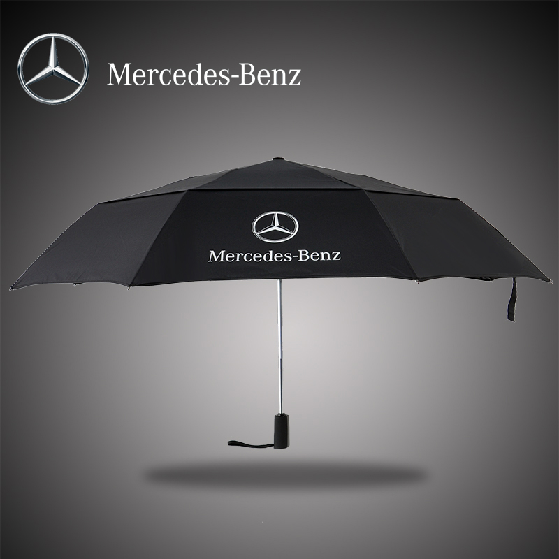 Three-fold Mercedes-Benz Audi Land Rover Double-deck wind-proof Automatic super-large folding male business barometer parasol