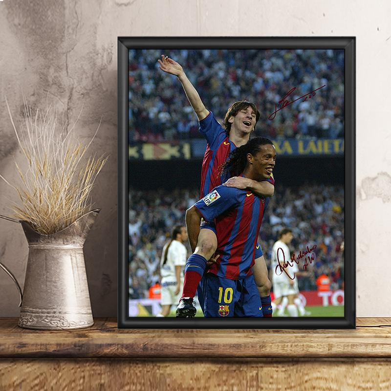 Ronaldo Signed Photo Football Frame Display Wall Hanging Picture Souvenir Ronaldinho Merchandise Poster Figurine