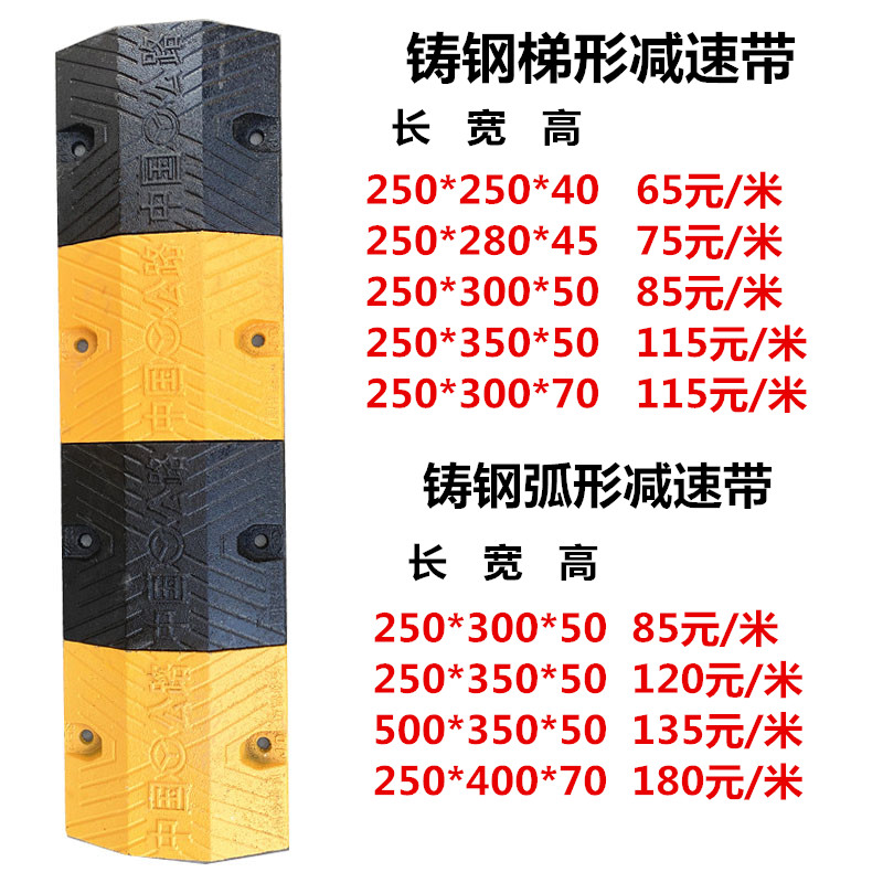 Deceleration belt Cast steel Road deceleration plate Cast iron thickened traffic facilities National standard road vehicle deceleration belt rubber