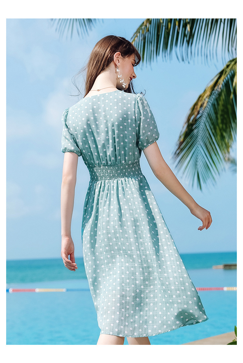 [Brand Street] xuất bản mùa hè 2019 của Philippines dành cho phụ nữ mới có điểm nhấn eo đơn retro Một chiếc váy in chữ - A-Line Váy váy suông chữ a cho người béo