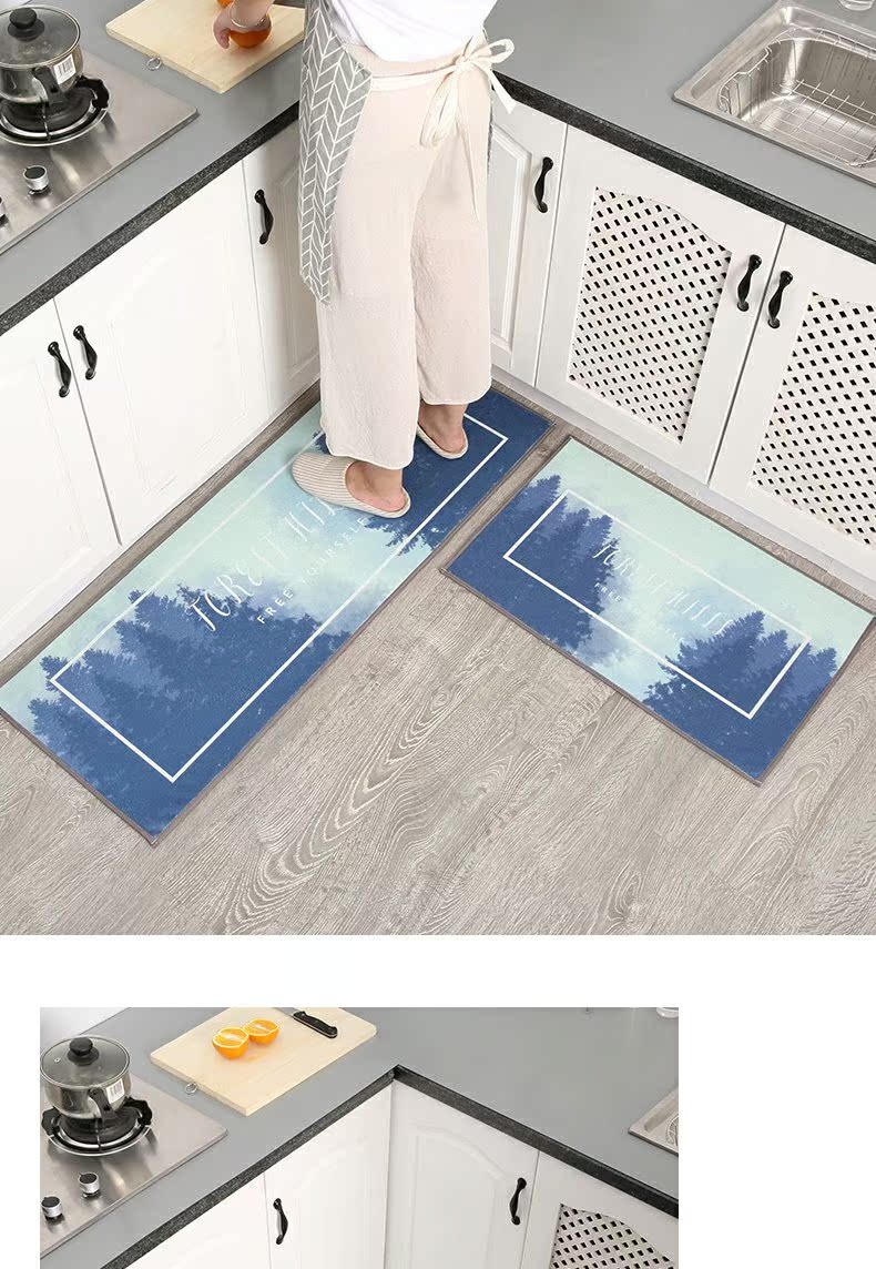 Ins bếp Bắc Âu chống trượt dầu chống thấm cửa mat thảm cửa nhà mat cửa dải mat hấp thụ - Thảm sàn miếng lót nhà tắm