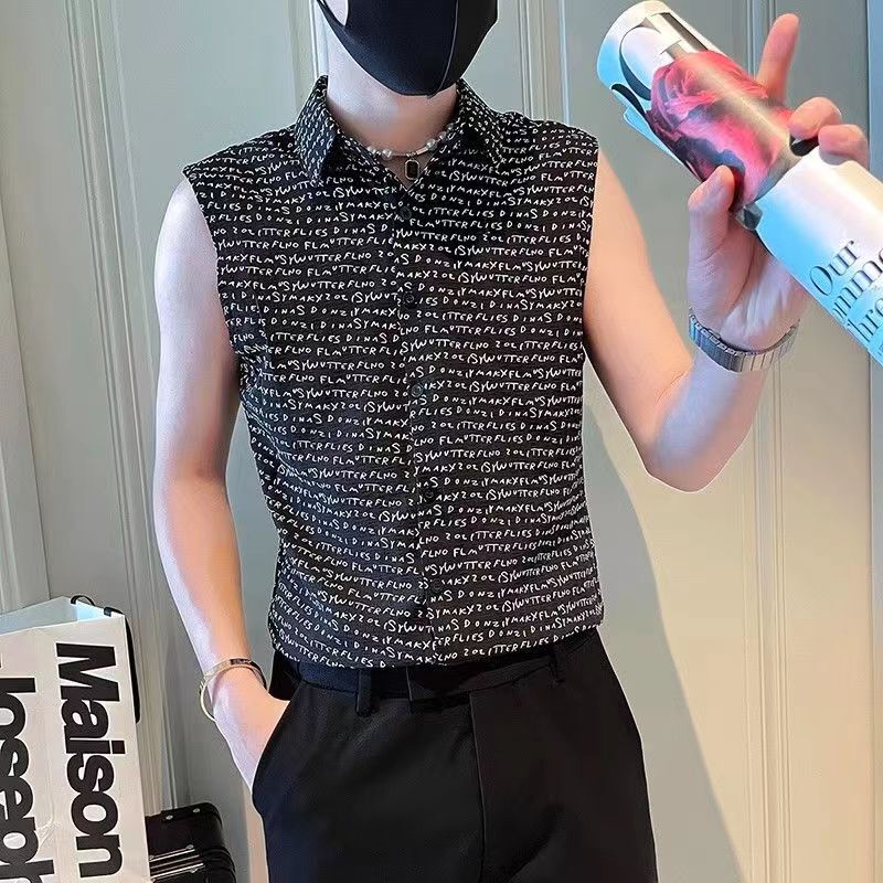 Summer Sleeveless Shirt Vest for Men, Casual and Stylish Top, 2023 New Trendy Outerwear Vest Shirt