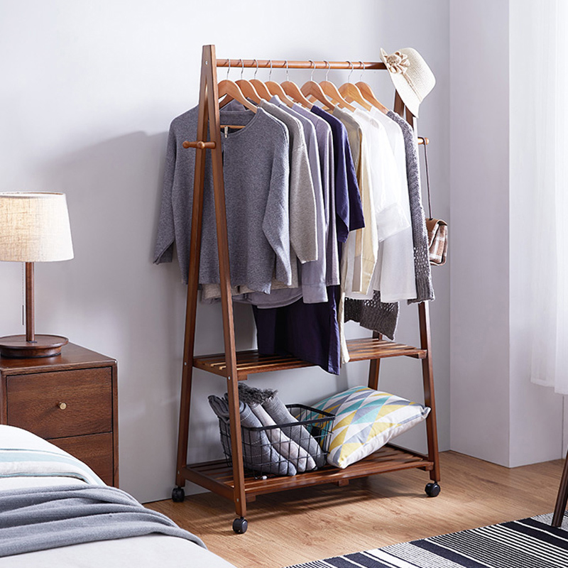 Aibiju Creative Coat Rack Solid Wood Floor Bedroom Simple Hanger Floor Hanger Simple Modern Clothes Rack