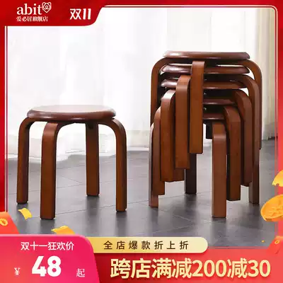 Small stool home solid wood low stool living room coffee table children round stool fashion simple shoe stool bench wooden stool