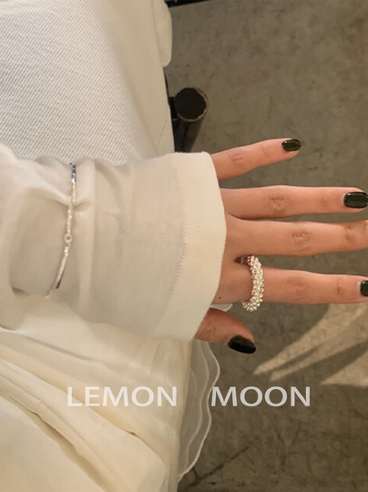 Trendy and Easy to Match! Korean-Style Beaded Open Ring for the Index Finger, Metal Niche Design, ins High-End Feel Ring