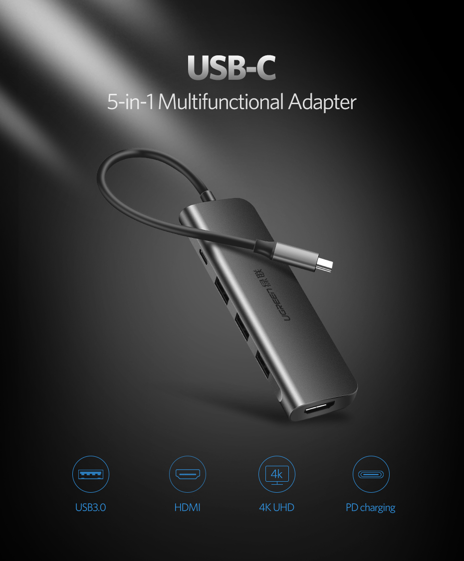 USB-хаб ugreen usb c hub usb-c to 3.0 hub hdmi thunderbolt 3 adapter USB-хаб ugreen usb c hub usb-c to 3.0 hub hdmi thunderbolt 3 adapter