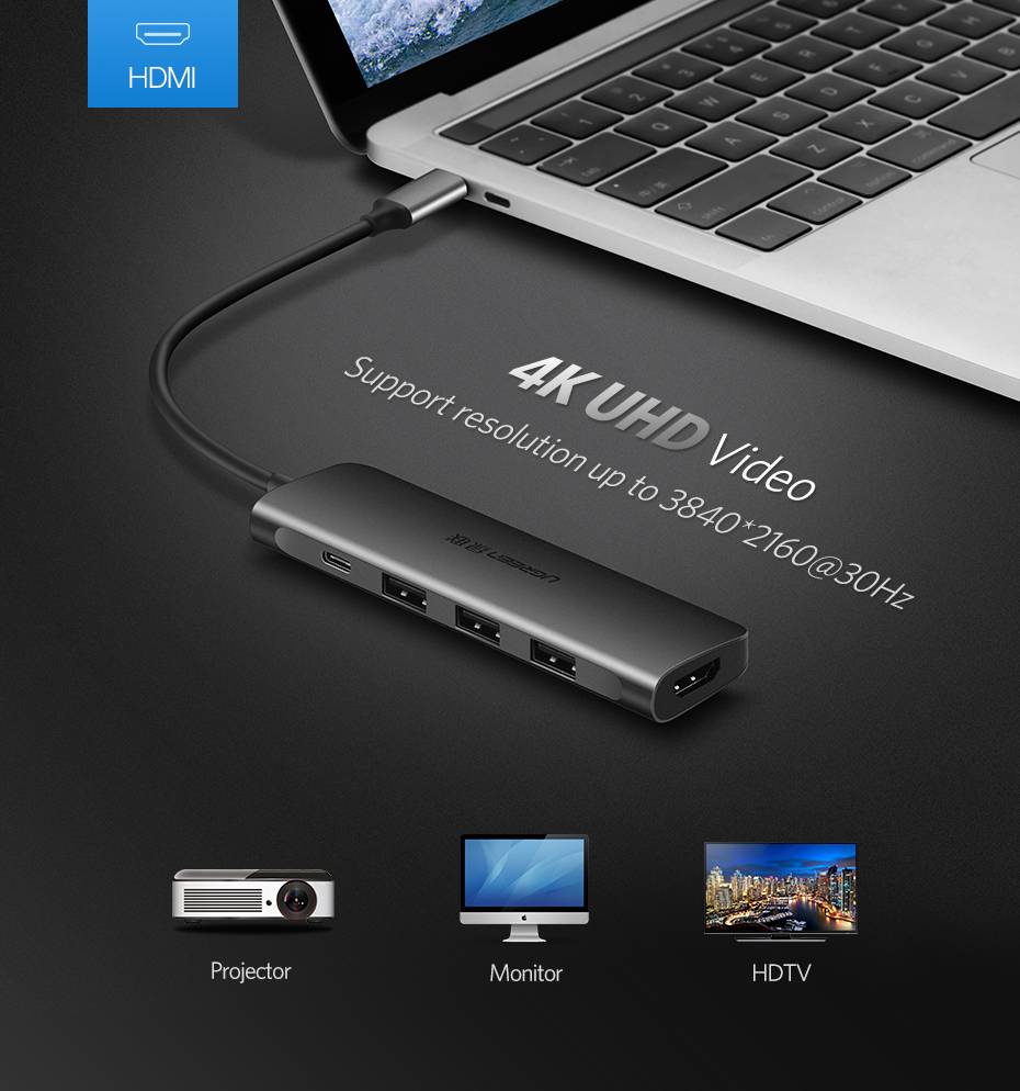 USB-хаб ugreen usb c hub usb-c to 3.0 hub hdmi thunderbolt 3 adapter USB-хаб ugreen usb c hub usb-c to 3.0 hub hdmi thunderbolt 3 adapter