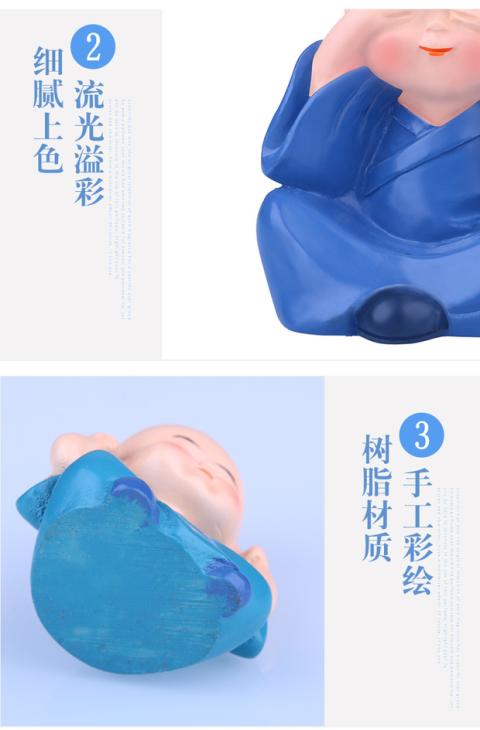 Dễ thương xe trang trí búp bê xe búp bê phụ kiện xe trang sức trang trí xe trang trí sáng tạo Phật bốn không nhỏ tu sĩ trang trí taplo xe hơi