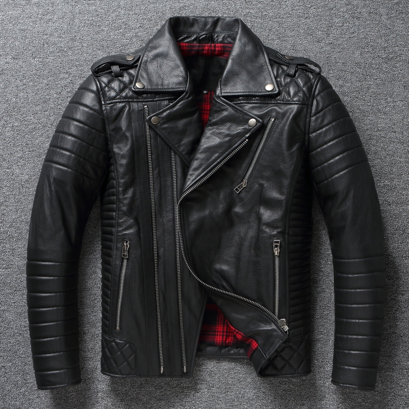 New First-Layer Cowhide Genuine Leather Jacket for Men, Slim Fit, Short Style, Youth Heavy-Duty Motorcycle Jacket, Harley Lapel Coat, Trendy New First-Layer Cowhide Genuine Leather Jacket for Men, Slim Fit, Short Style, Youth Heavy-Duty Motorcycle Jacket, Harley Lapel Coat, Trendy