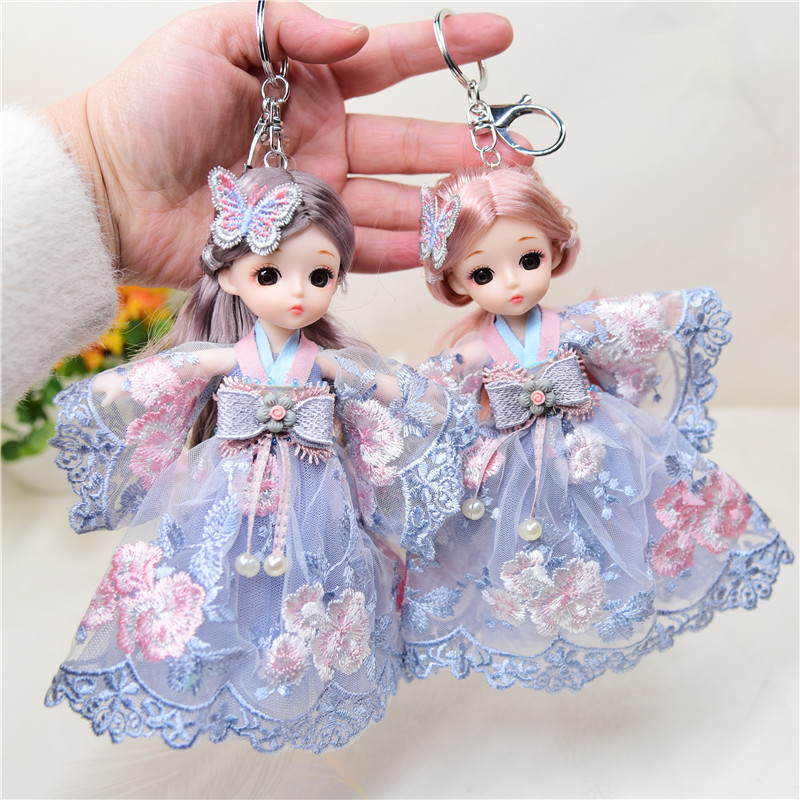 Simulated Doll Small Pendant, Antique-Style Dress, Exquisite Girl Keychain, Gift for Girls, Accessories, Backpack Decoration