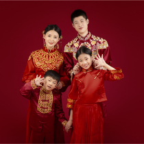 Photo studio parent-child Tang suit national costume red festive family photo photography family four photo suit Chinese style