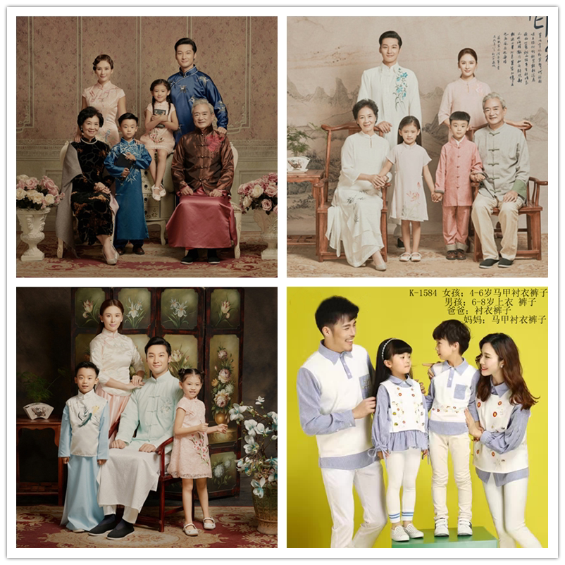 Children's photography theme clothing photo studio Photo family portrait Six or seven family parent-child clothing Korean fashion Chinese style new