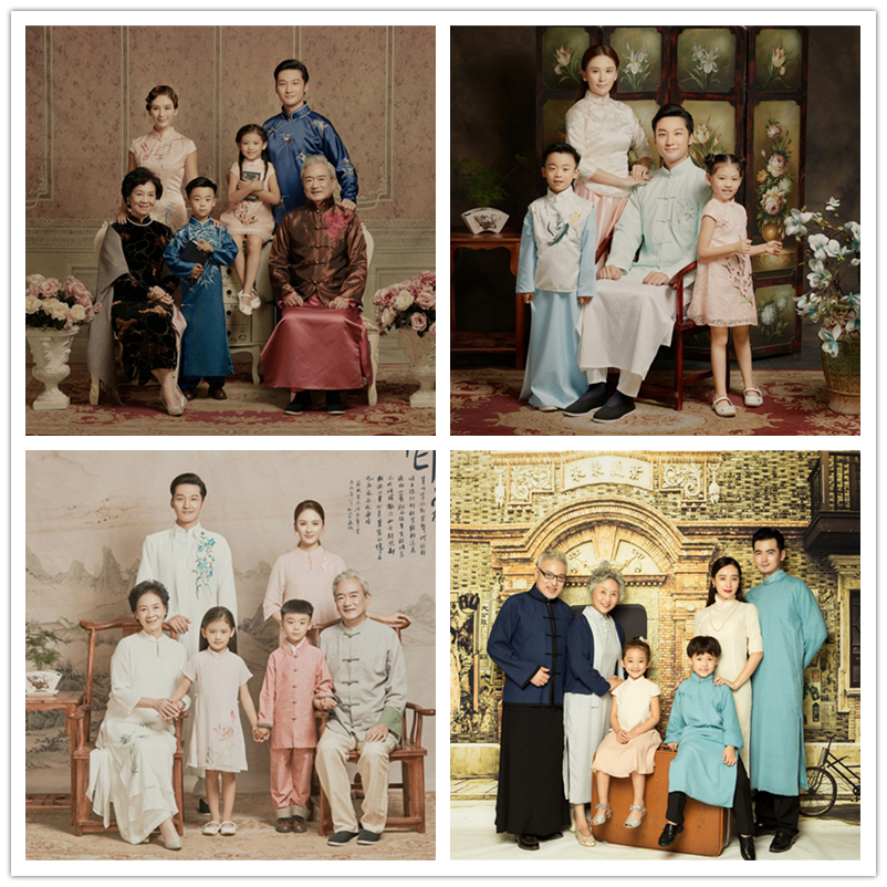 Children Photography Themed Clothing Photo Gallery Photo Whole Family Fu Six-Mouth Pro-Sub clothes Han version Fashion China Wind new set